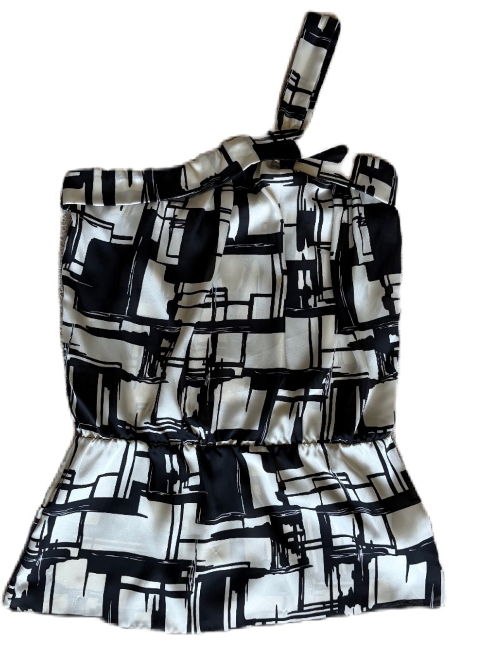Greylin one shoulder sleeveless top Small black white